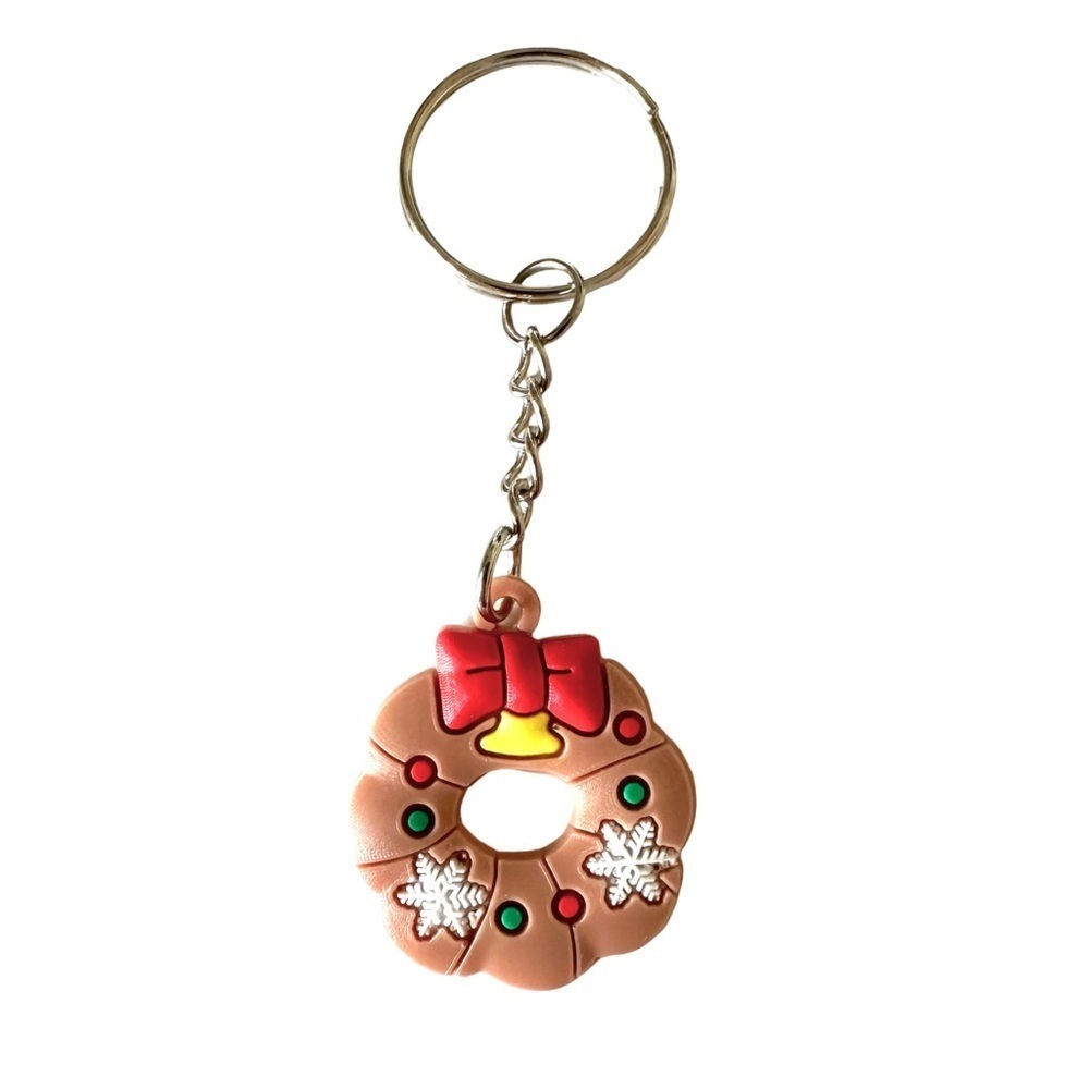 🔴 5 for $10 ONE Holiday Christmas Ring Keychain Festive PVC